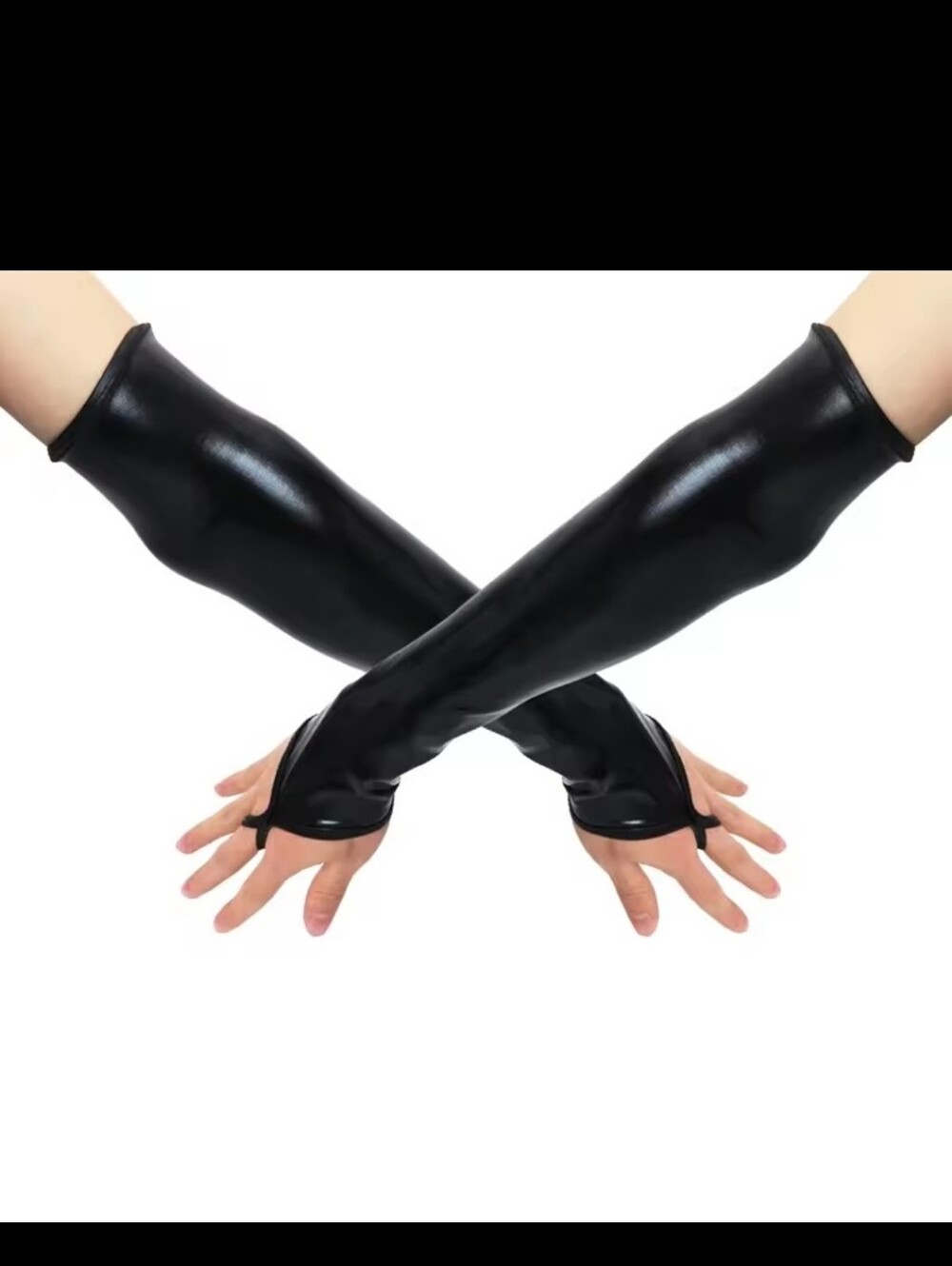 nwot Patent Stretchy Fingerless Long Gloves